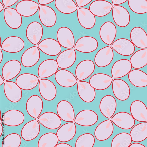 Fototapeta Cute feminine seamless watercolor pattern with little tiny wildflowers, hand drawn