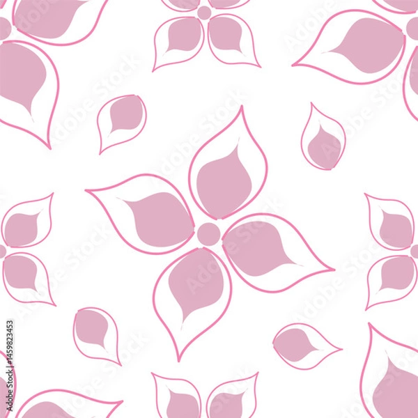 Fototapeta Cute feminine seamless watercolor pattern with little tiny wildflowers, hand drawn