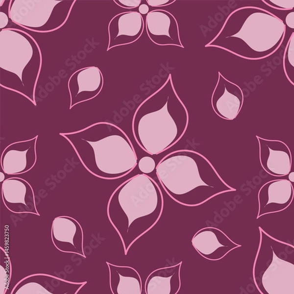 Fototapeta Cute feminine seamless watercolor pattern with little tiny wildflowers, hand drawn
