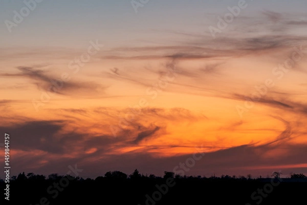 Fototapeta Romantic Sky with Light Clouds in Sunset Time. Sunrise Sky with Clouds. Sunset Sky for Background. Light Gradient Color. Abstract Nature Background