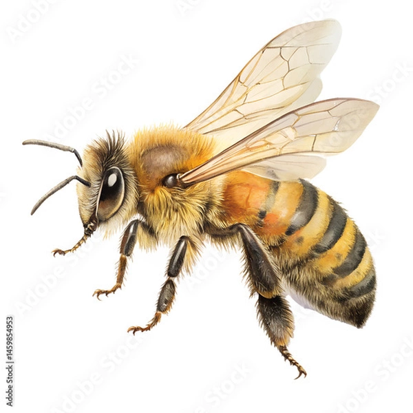 Fototapeta Watercolor Bee animal insect isolated on transparent background