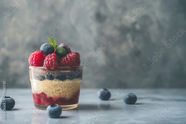 Fototapeta Chia Pudding with Berries