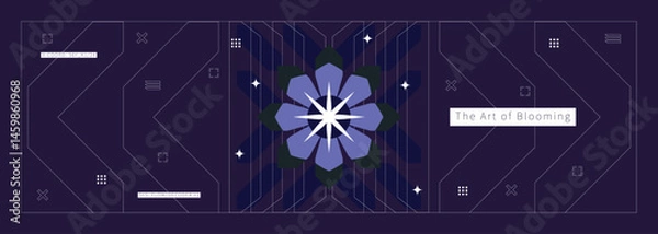Obraz Abstract Floral Design: A captivating abstract pattern featuring a stylized floral motif, showcasing geometric elements and a harmonious palette of colors.