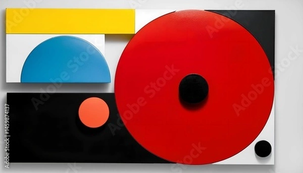 Obraz Modern Abstract Wall Art with Bold Geometric Shapes and Primary Colors