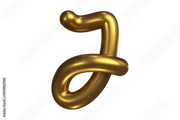 Fototapeta Golden 3D letter J with glossy and metallic texture, decorative and luxurious style. High quality 3D rendering.