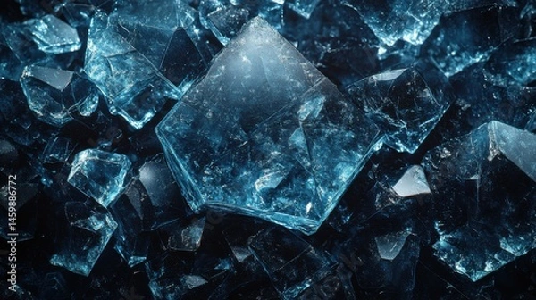 Fototapeta Sparkling broken glass shards creating a dramatic and textured background
