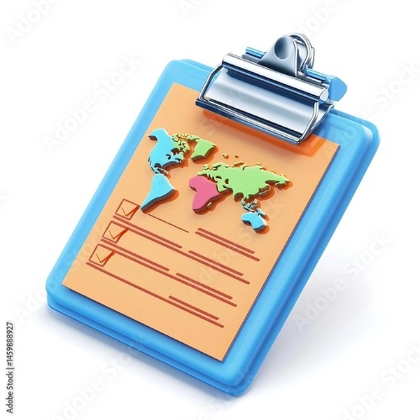 Fototapeta World map clipboard
