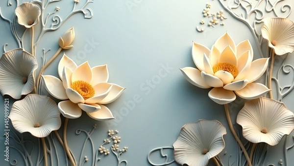 Fototapeta 3D Floral background. Generative Ai. 