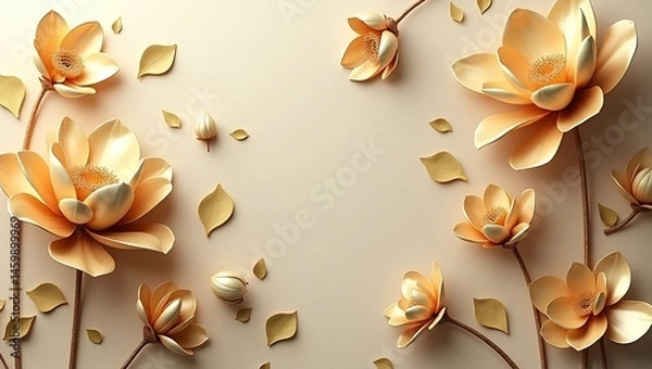 Fototapeta 3D Floral background. Generative Ai. 