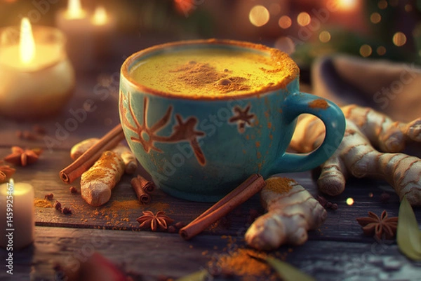 Fototapeta Turmeric Golden Milk