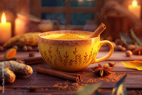 Fototapeta Turmeric Golden Milk