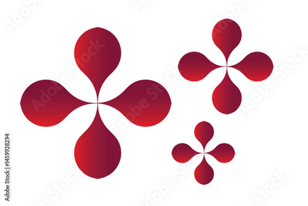 Fototapeta Stylized red flower vector design.  Red Colorful red 3 petals vector icon design eps 10.
