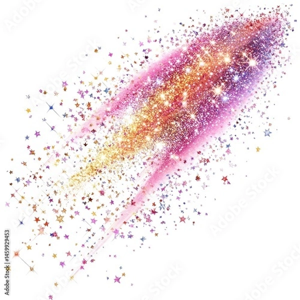 Fototapeta glitter explosion with sparkles in pink and gold on white background