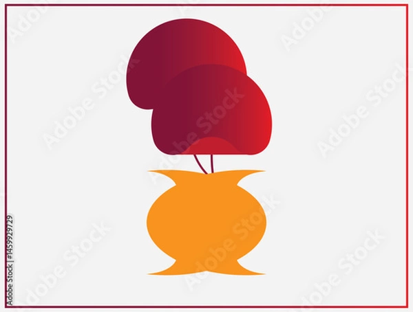 Fototapeta Red Abstract Flower Vase with Balloon Petal Design Modern Decorative Art. Yellow colorful vase, pot with red petals vector icon design eps 10.