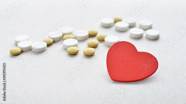 Obraz colored tablets with red heart