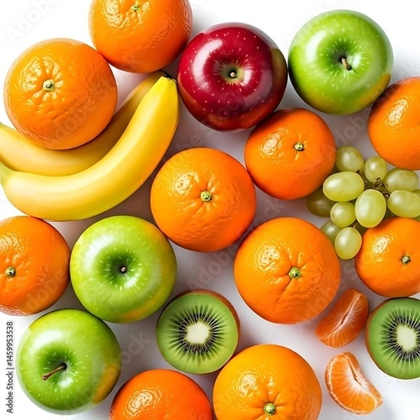 Obraz Mix fruit fresh top view and original image on white background.