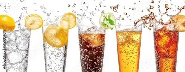 Fototapeta Refreshing Drinks with Splashing Action