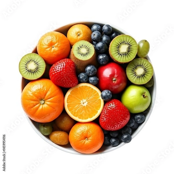 Obraz Mix fruit fresh top view and original image on white background.