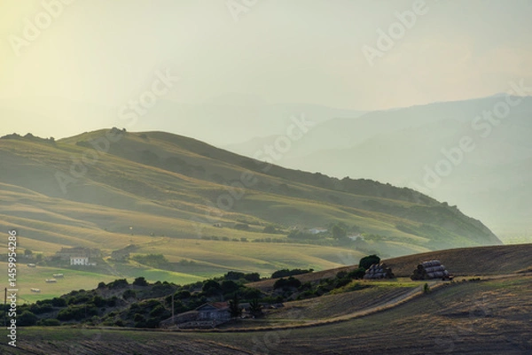 Obraz sunset over the Val d'Agri hills, Basilicata