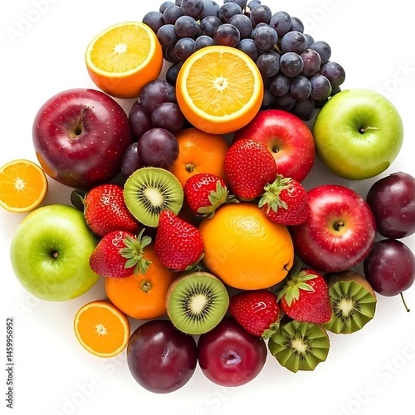 Obraz Fresh mix fruit top view image.