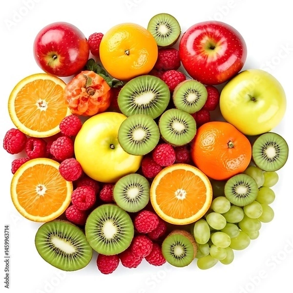 Obraz Fresh mix fruit top view image.
