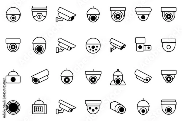 Obraz Security camera cctv surveillance system vector icons