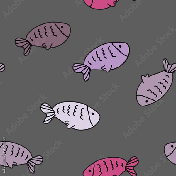 Obraz Vector seamless pattern with cute fish