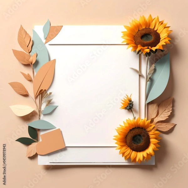 Obraz Bright Sunflower Frame, Ideal for Crafting Heartfelt Notes or Whimsical Friendship Cards