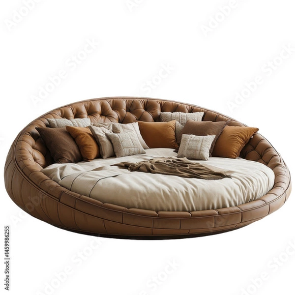 Fototapeta Round Bed isolated on transparent background.