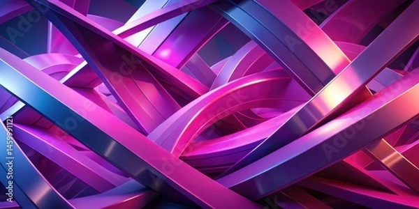 Fototapeta Abstract Intertwining of Polished Magenta and Violet Curved and Straight Lines