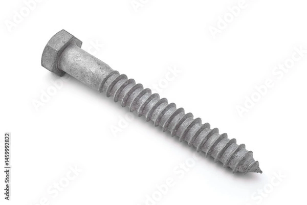 Obraz Galvanized hex lag screw on white