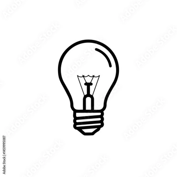 Fototapeta Simple lightbulb icon. Classic light bulb illustration represents idea or inspiration. This light bulb image is perfect for educational materials, school projects, and presentations related to new ide