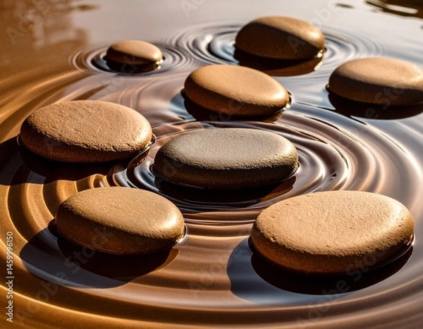 Obraz Close-up of ripple rings on water after skipping stones