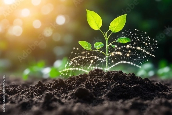 Fototapeta Soil biome genetic markers visualized bio informatics for sustainable crop growth prediction model