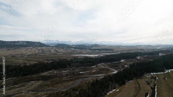 Obraz Drone view of the Pieniny mountains.