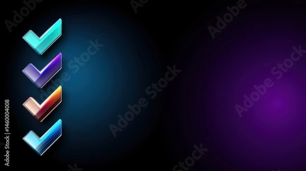 Fototapeta Abstract Gradient Background with Check Marks Arrayed in Ascending Order Checklist Design Concept
