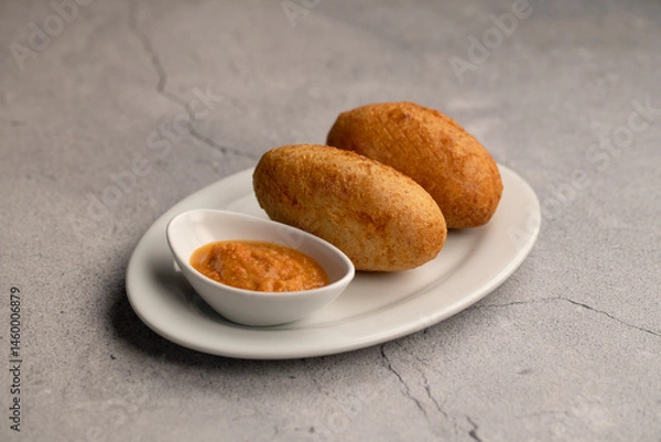 Obraz Delicious croquettes with sauce