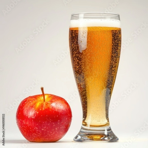 Fototapeta Refreshing apple cider in a glass