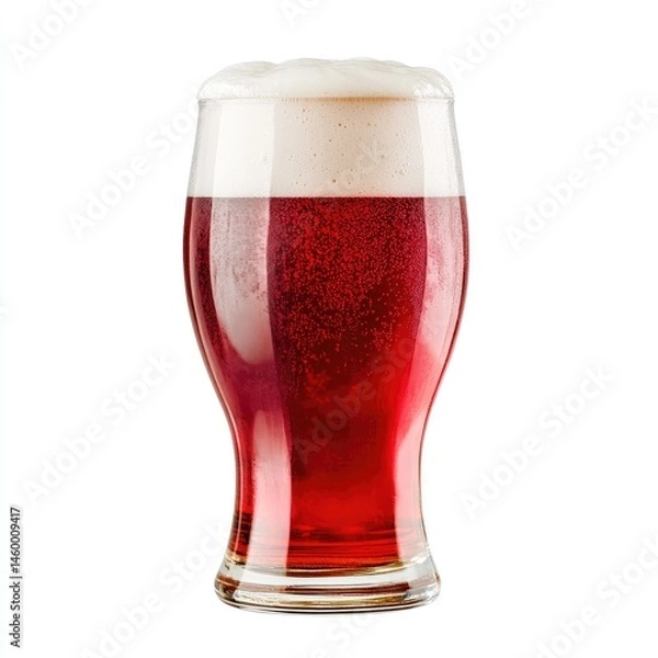 Fototapeta Red beer in a glass with foamy top
