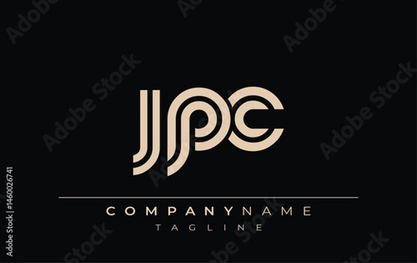 Obraz JPC Creative Unique Modern Letter Logo Design. Stylized logo featuring a unique letter design, presenting abstract minimalist aesthetics and modern appeal.