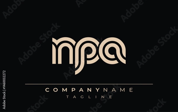 Obraz NPA Creative Unique Modern Letter Logo Design. Stylized logo featuring a unique letter design, presenting abstract minimalist aesthetics and modern appeal.
