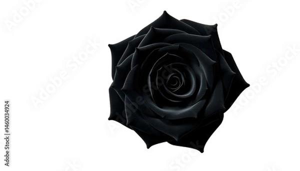 Fototapeta A single black rose isolated on a white background, symbolizing elegance, mystery, and contrast.