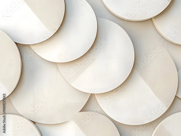 Obraz Abstract geometric wall with overlapping soft beige and white circles