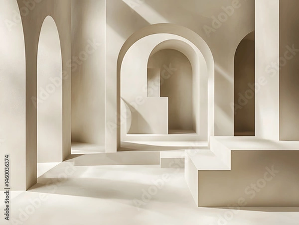 Obraz Monochrome curved forms blending into each other with smooth gradients