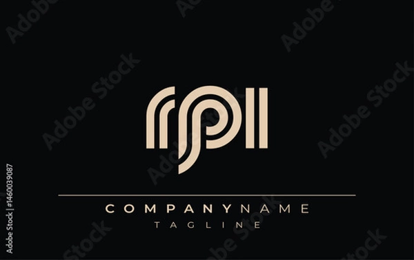 Fototapeta RPI Creative Unique Modern Letter Logo Design. Stylized logo featuring a unique letter design, presenting abstract minimalist aesthetics and modern appeal.