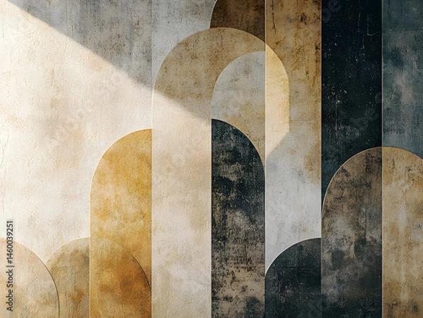Obraz Muted earth-toned semi-circles arranged in rhythmic vertical columns