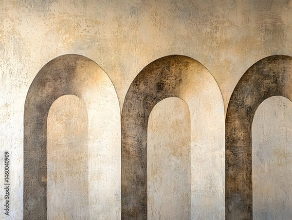 Obraz Single soft arch motif repeated in neutral taupe and sand colors