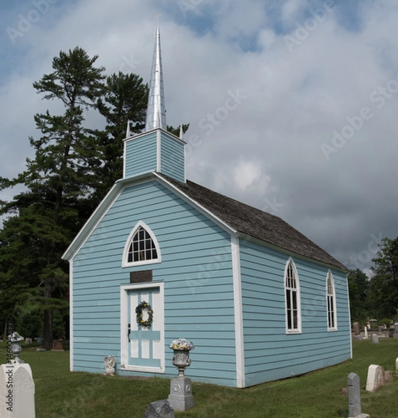 Obraz An old blue church