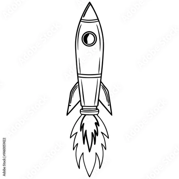 Fototapeta Rocket Silhouette Vector – Solid Black Spacecraft  Illustration

