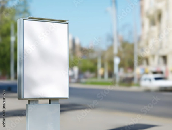 Fototapeta Outdoor Flyer Display Mockup with blank space in a cityscape background, clean and modern design